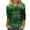 D-White, variant on St Patrick's Day T Shirt for Womens Green Leaf Print Irish 3/4 Sleeve Loose Pullover Tops