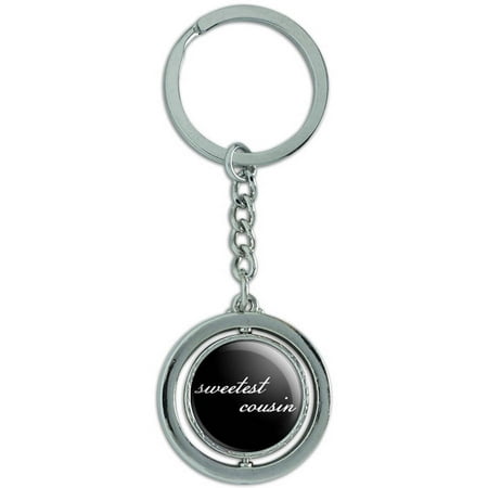Sweetest Cousin On Black Spinning Round Metal Key Chain Keychain