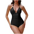 thumbnail image 2 of One Piece Swimsuit Women Halter Backless Vacation Swimwear One Piece Bathing Suit Black XL, 2 of 5