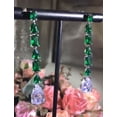 thumbnail image 3 of Gaspara Pear Cut Green Emerald & Moissanite Drop Dangle Women's Earrings 14K White Gold Finish, 3 of 7