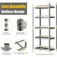 thumbnail image 5 of PrimeZone 2 Packs 36" W x 16" D x 71" H Garage Storage Shelves,5 Tier Adjustable Storage Shelving Unit, Utility Standing Shelf Rack Organizer for Warehouse Kitchen Pantry Closet Basement, Silver Grey, 5 of 9