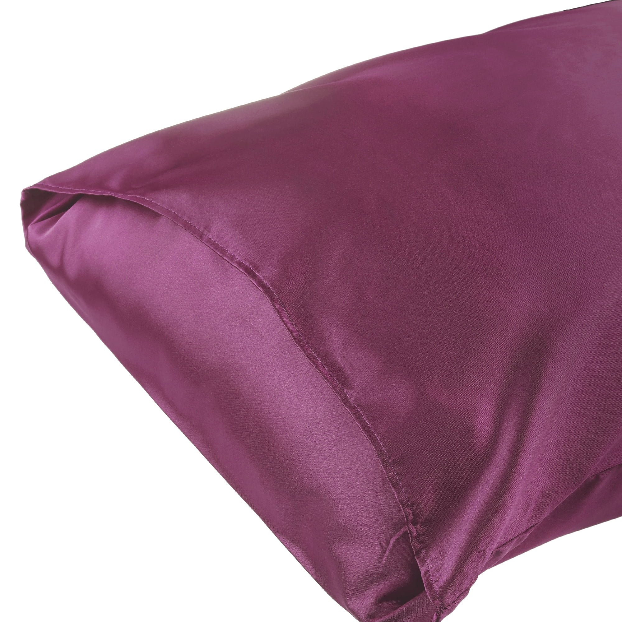 Unique Bargains Soft and Durable Envelope Closure Satin Pillowcase (2 Count) Wine Red Standard