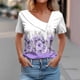 thumbnail image 2 of Camisetas de Manga Corta para las Mujeres Impresas Primavera Verano Botón de la Camiseta Casual, Camisetas de Mujer Casual, 2 of 4