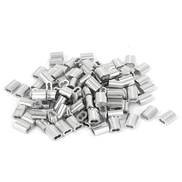 1/10" Cable de alambre de manguitos de aluminio, clips de accesorios, bucle de manguito, crimps de cable, 100 piezas