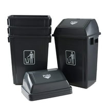13 Gallon Plastic Trash Can with Swing Lid, 4-Pack Large Kitchen Swing-Top Garbage Can, Gray