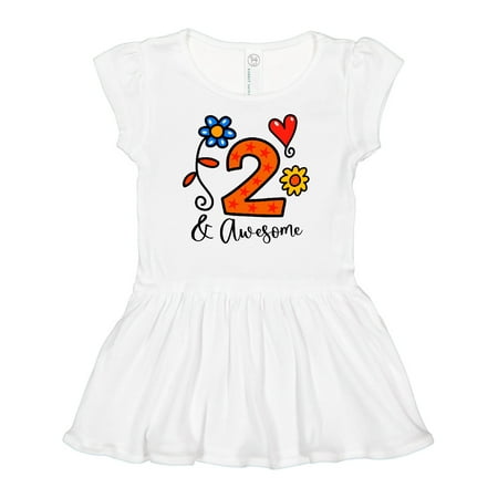 

Inktastic 2 and Awesome Birthday with Heart and Flower Gift Baby Girl Dress