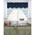 thumbnail image 2 of Blue Chevron Kitchen Swag Valances for Windows, Geometric Black Print Wavy Striped White Swag Valances Curtains for Living Room, Rod Pocket Window Treatments for Bathroom, Bedroom, Cafe, 56"x36", 2 of 6