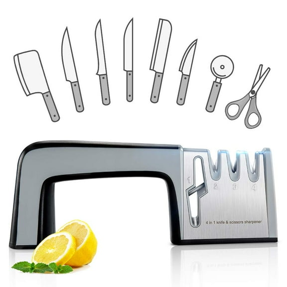 Knife Sharpener Knives Scissor Sharpening Device 4-Stage with Diamond Steel