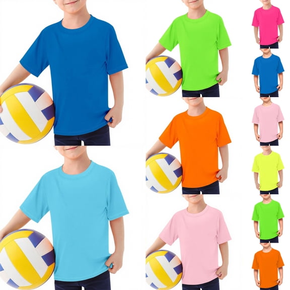 TGPMGRZ Boys Swim Shirt Rash Guard UPF 50 Kids Athletic T-Shirts Back To School Clothes #01 Hot Pink 9-10 Years