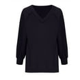 thumbnail image 4 of Annhoo Long Sleeve Shirts for Women V Neck Casual Knitted Tops Fall Loose Solid Going out Blouse Tees, 4 of 6