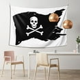 thumbnail image 2 of Black Pirate Flag Tapestry, Fun Skull Bones Wall Hanging Tapestries Dorm Room Home Decor, 60" x 40", 2 of 7