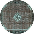 thumbnail image 1 of Ahgly Company Indoor Round Persian Light Blue Traditional Area Rugs, 5' Round, 1 of 4