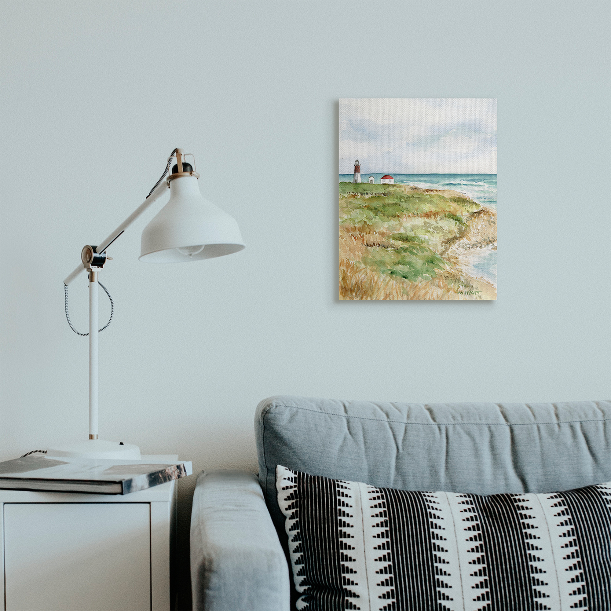Stupell Industries Point Judith Cliffside Lighthouse Coastal Landscape Canvas Wall Art, 16 x 20, Design by Melissa Hyatt LLC