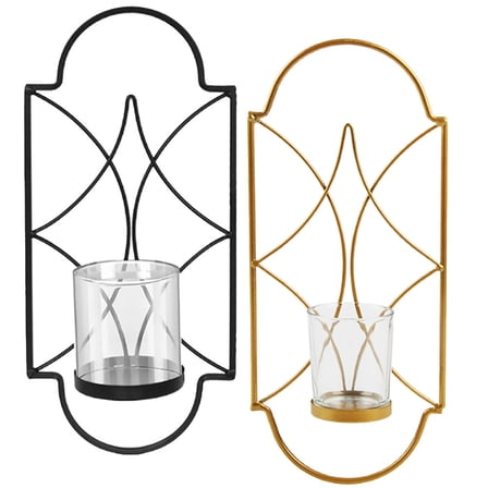 LEORX Wall Candle Holder Assorted Color Iron and Glass for Decor 2Pcs