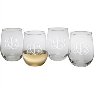 Monogram Stemless Wine Glasses - Set of 4 – Classic Prep Monograms