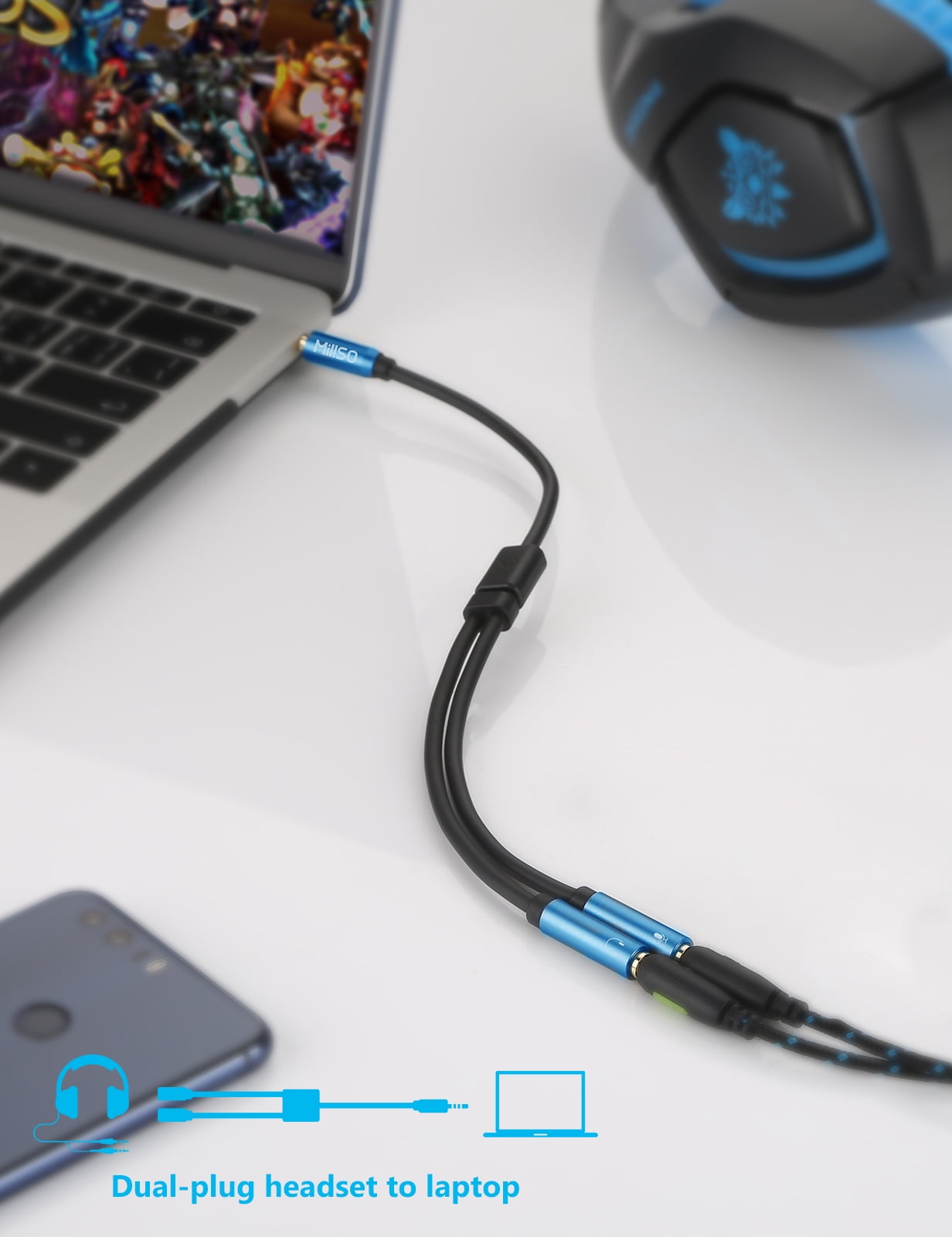 MillSO Headset Splitter Adapter, CTIA 2x TRS Nigeria Ubuy