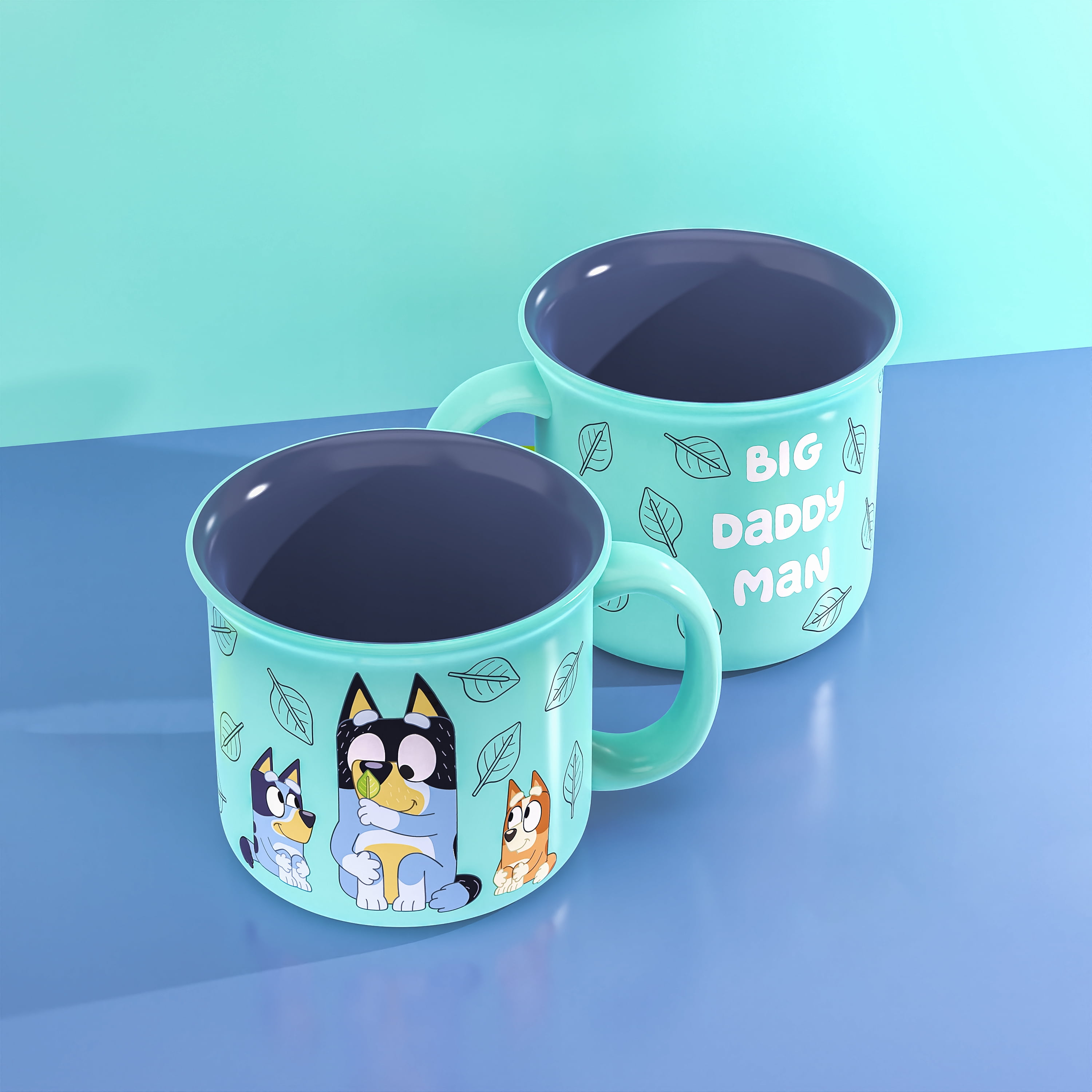 Zak Designs 16oz Bluey Camper Ceramic Mug with Handle, Blue