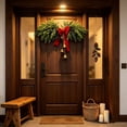 thumbnail image 4 of Christmas Door Swag with Bells Pinecones and Velvet Bow Artificial Hanging Christmas Decoration for Front Door Mirror Fireplace Mantel Indoor Holiday Decor, 4 of 6