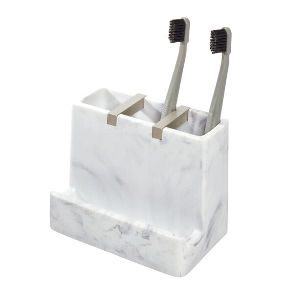 Idesign Dakota Vanity Center Toothbrush Holder White Marble Satin Walmart Com Walmart Com
