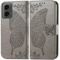 thumbnail image 2 of Designed for Moto G 5G 2024 Case Wallet,Women Flip Cover with Butterfly Emboss PU Leather Stand Credit Card Holders Slots Wrist Strap Protective Phone Case for Motorola Moto G 5G 2024 (Gray), 2 of 14