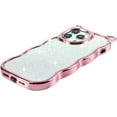 thumbnail image 2 of Luxury Rose Gold Plating Case for iPhone 14 Pro Women Girls Sparkle Case, Cute Case for iPhone 14 Pro with Glitter Paperboard and Curly Wave Frame, Kawaii Kitty Ear Design, 2 of 13