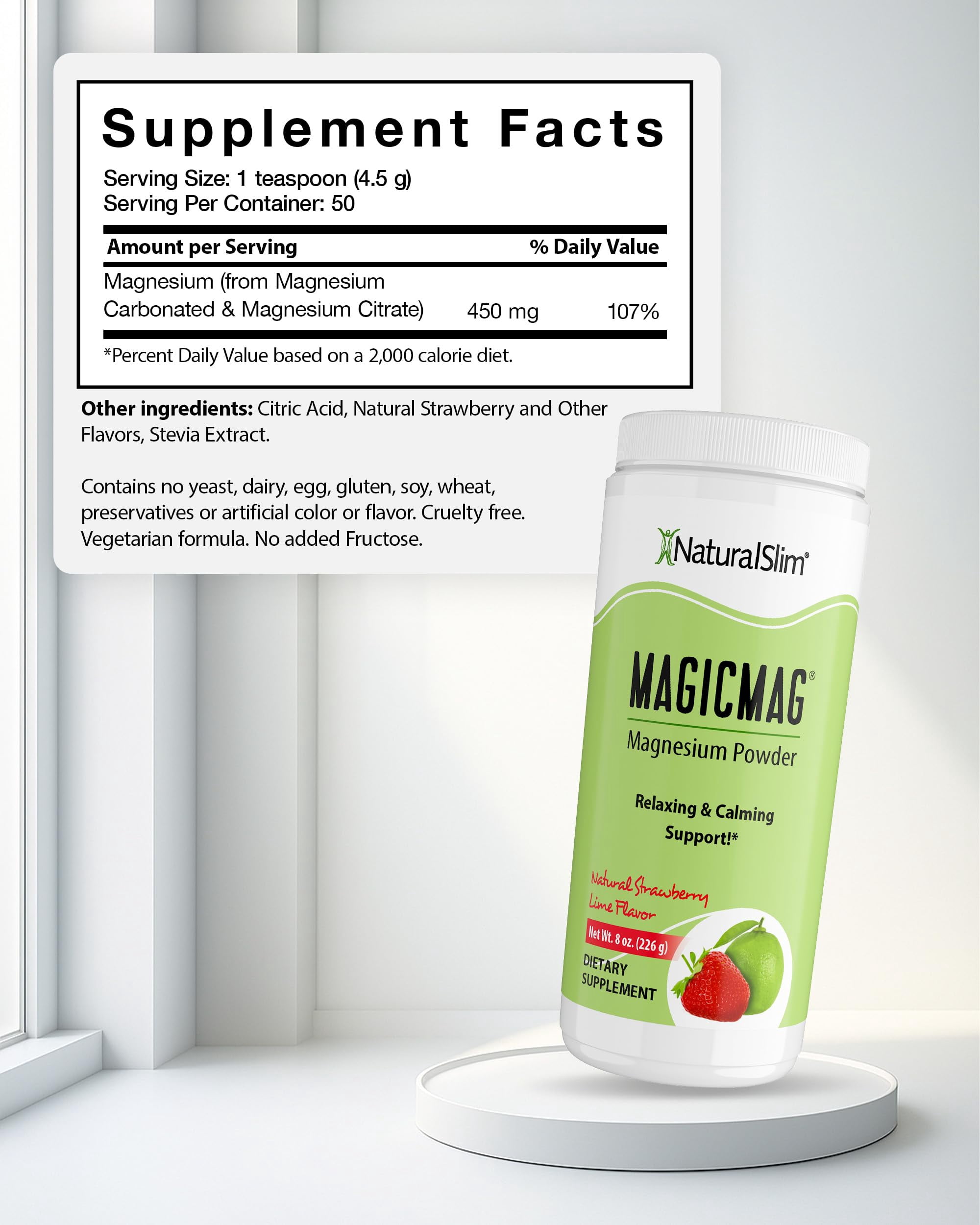NaturalSlim MagicMag® Magnesium Citrate Powder - Anti Stress Drink Mix - 8oz