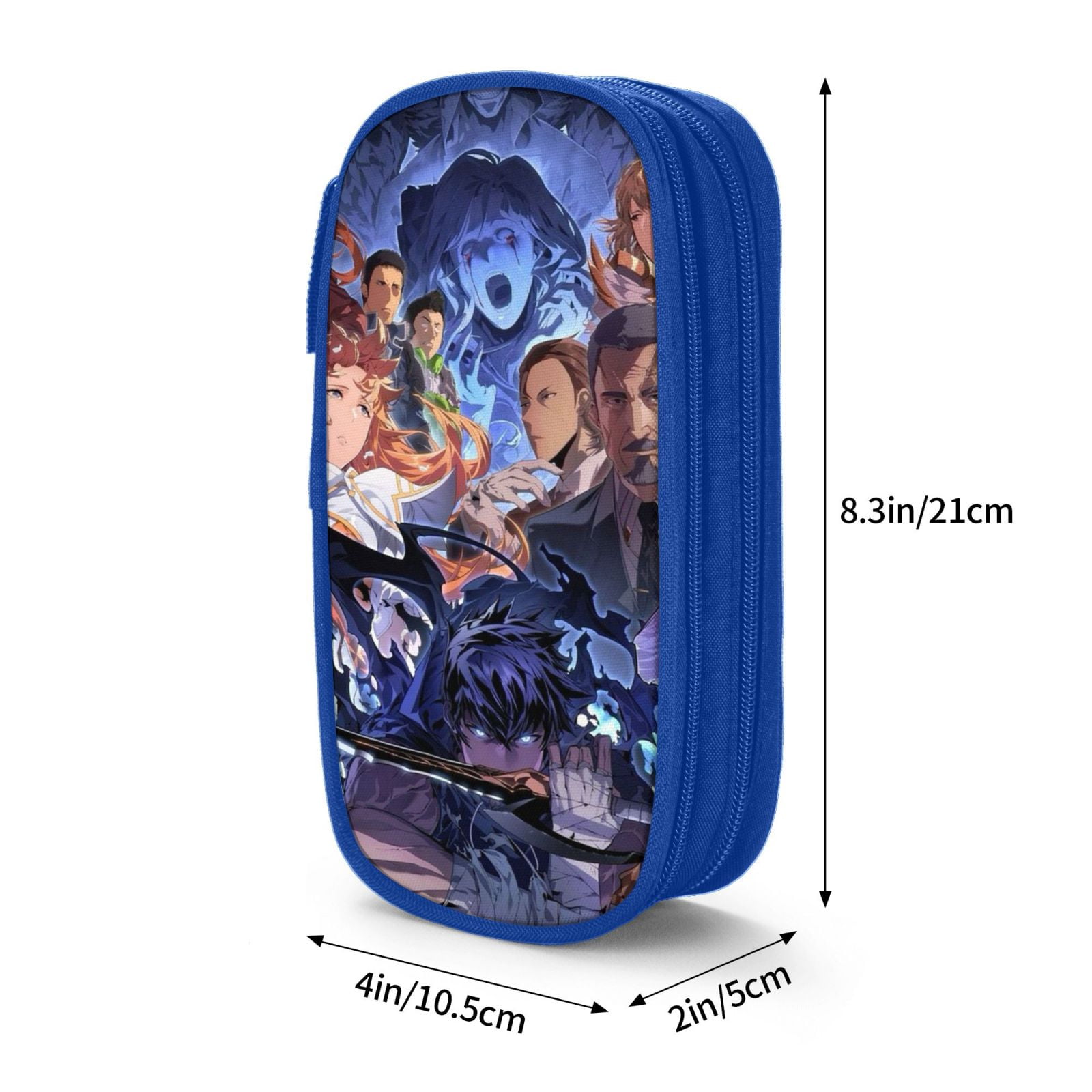 Solo Leveling Pencil Case Large Capacity Pencil Pouch Pen Bag Office Stationery Organizer Travel Makeup Bag Blue
