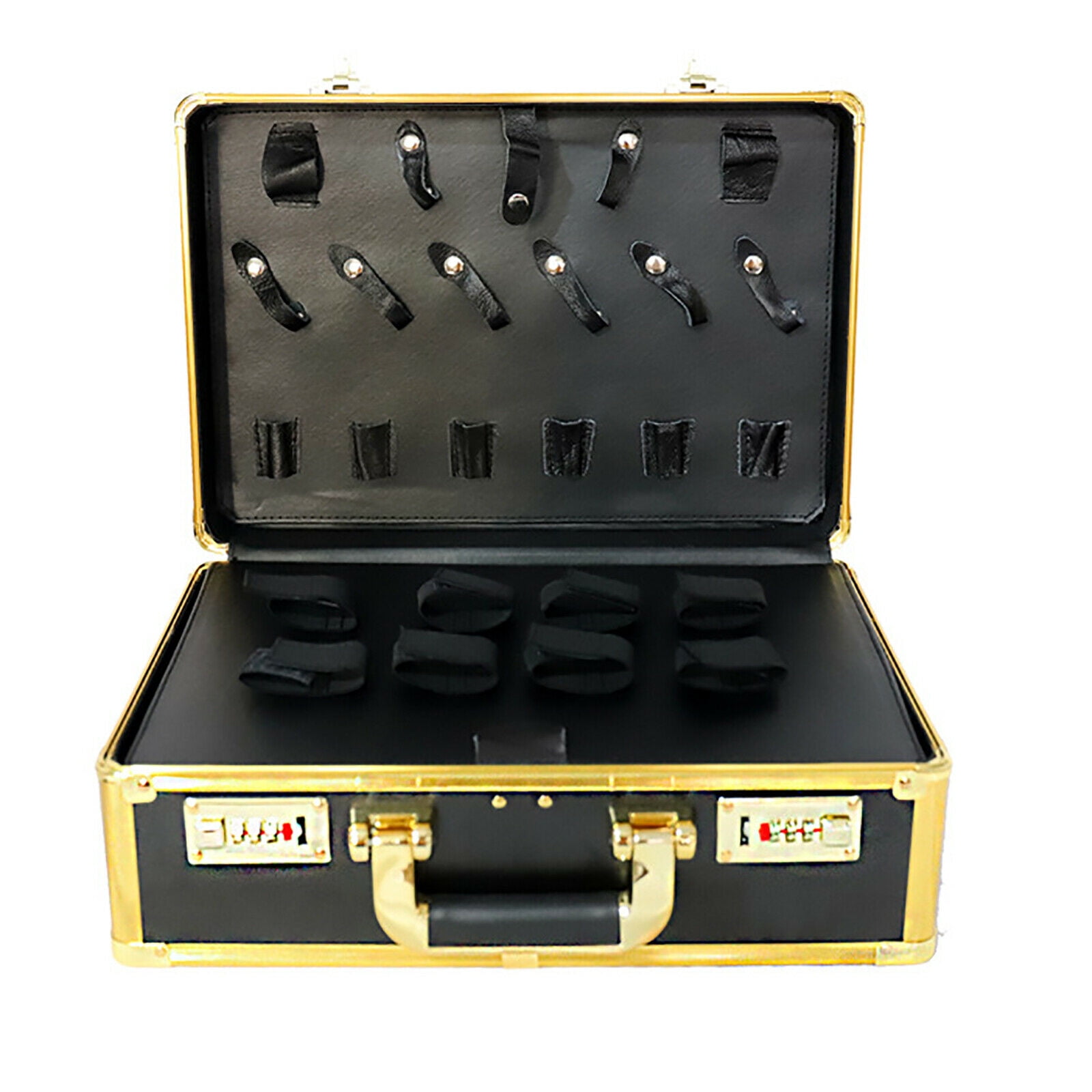 OUKANING Portable Barber Box Stylist Tool Box Salon Haircut Grooming Kit Organizer (Gold