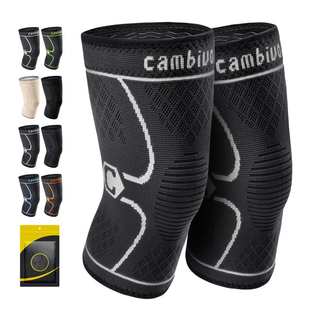 CAMBIVO - Rodilleras de compresión para hombre y mujer (2 unidades), color gris, talla grande
