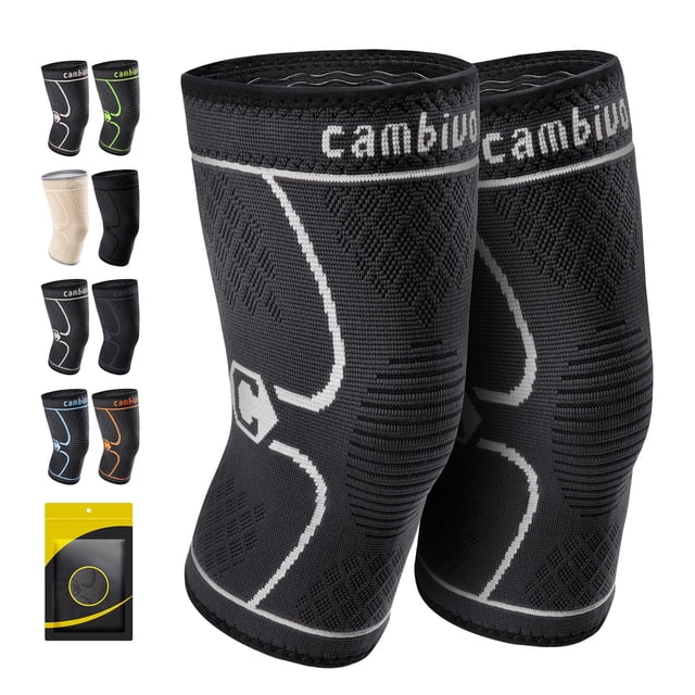 CAMBIVO - Rodilleras de compresión para hombre y mujer (2 unidades), color gris, talla mediana