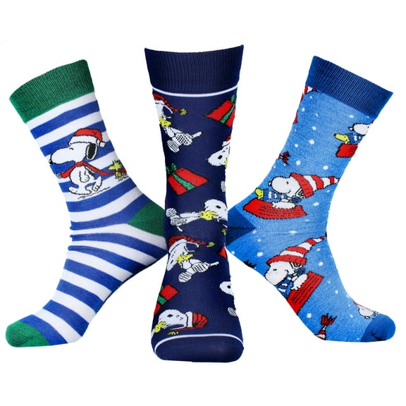 Peanuts Snoopy Holiday Themed 3 Pack Adult Crew Socks