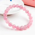 thumbnail image 2 of LiZiFang 12mm Pink Natural Rose Quartz Crystal Round Bead Stretch Bracelet, 2 of 3