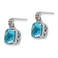 thumbnail image 2 of Shey Couture Sterling Silver with 14K Accent Antiqued Cushion Blue Topaz Post Dangle Earrings QTC783, 2 of 4