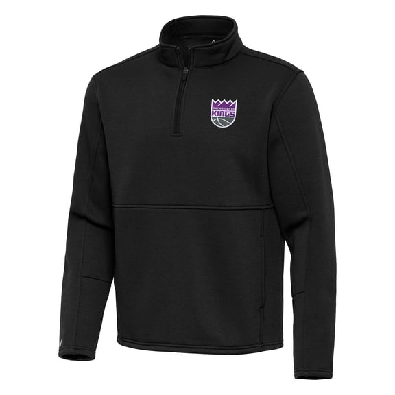 Men's Antigua Black Sacramento Kings Twist Quarter-Zip Pullover Top