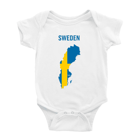 Sweden Map Flag Baby Rompers Baby Clothes (White, 0-3 Months)