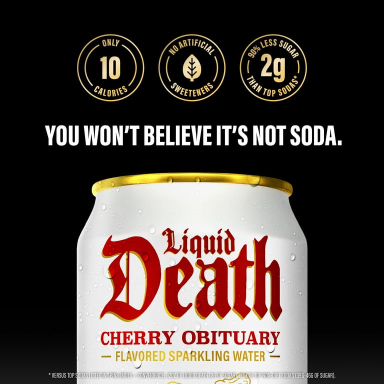 Liquid Death, Cherry Obituary, Soda-Flavored Sparkling Water, 6