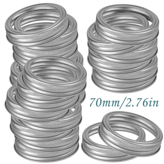 24pcs Mason Jar Replacement Rings,70mm Regular Mouth Rustproof Canning Lid Tinplate Metal Bands,Fit for Kerr & Ball Jar,Silver