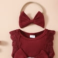 thumbnail image 5 of Staki Baby Dress Set Baby Girl Clothes Newborn Romper Dress Infant Lace Ruffle Sleeveless Summer Outfits with Headband 0-18M(Wine,9-12 Months), 5 of 5