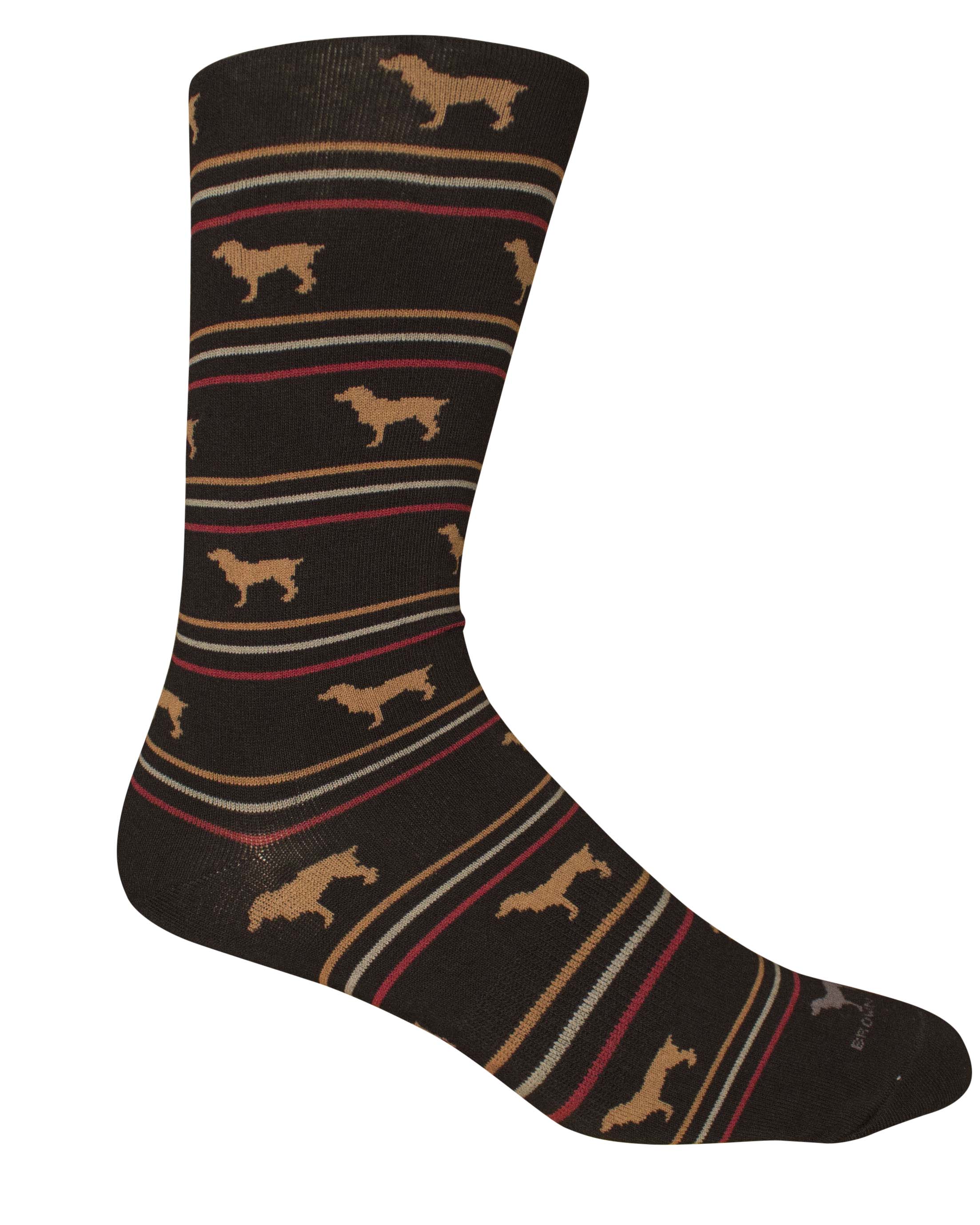 Brown Dog Hosiery Men's Black Dress Sock with Boykin Spanial Design