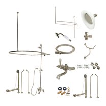 Kingston Brass CCK1188PX Vintage Tub Wall Mount Clawfoot Tub Faucet Package with Shower Enclosure and Hand Shower, Brushed Nickel