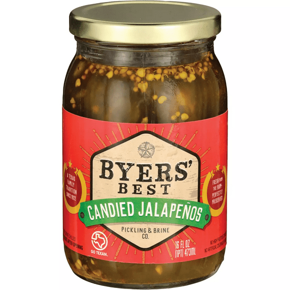 Candied Pickled Jalapenos 16 oz. - One (1) Glass Jar