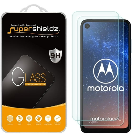 [2-Pack] Supershieldz for Motorola One Vision / One Action Tempered Glass Screen Protector, Anti-Scratch, Anti-Fingerprint, Bubble Free