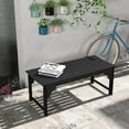 thumbnail image 2 of GVN Patio Bench Weatherproof Outdoor Bench,Slatted Wooden Garden Bench, Curved Seat Front Porch Bench, Black, 2 of 11