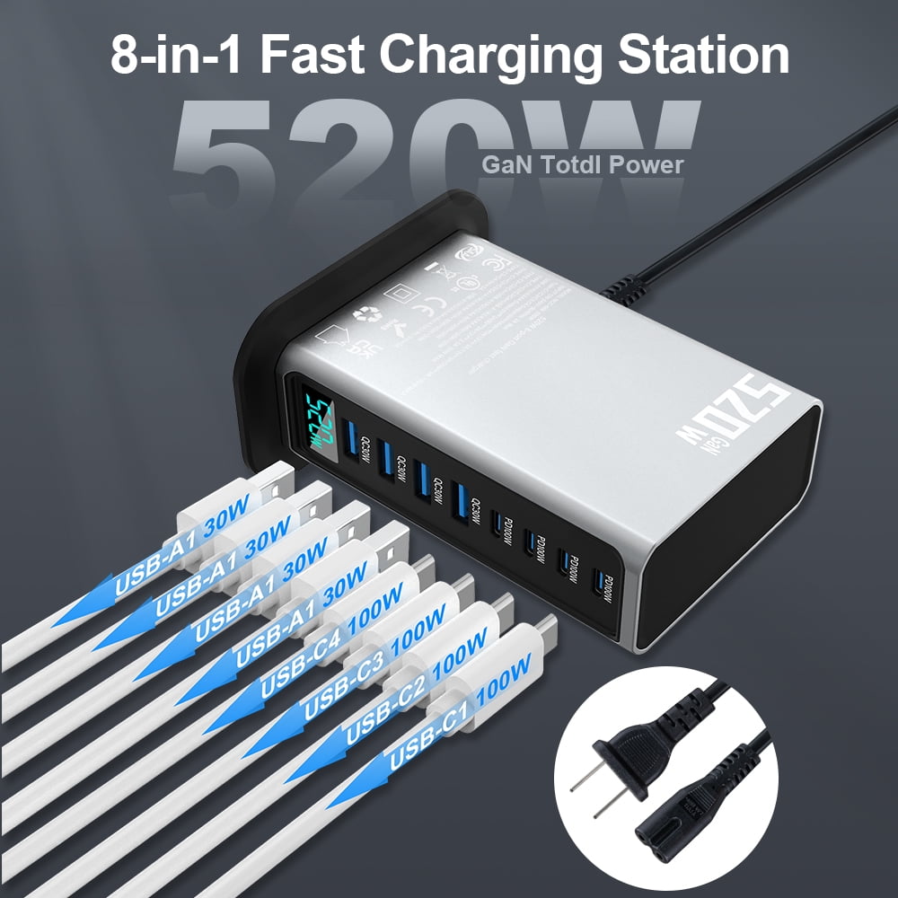 GANNECT Charging Station 8-Ports Docking Station, 520W