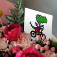 3drose, Funny Green Dragon Riding Red Bicycle, 1 Greeting Card with ...