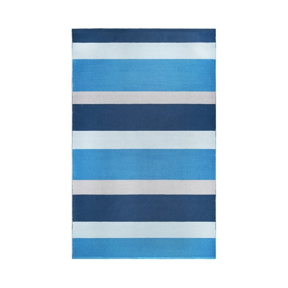 Modern Stripes Indoor/ Outdoor Rug, 3'5" x 5'5", Navy Blue