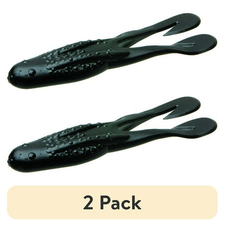 (2 pack) Zoom Horny Toad Freshwater Fishing Soft Bait for Bass Black 4 1/4 5-pack