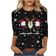 thumbnail image 2 of ZRGHAOYLQ Cute Christmas Wine Glasses Graphic Shirts Womens Christmas 3/4 Sleeve Tops and Blouses 2025 Comfy Crewneck Plus Size Pullover TShirts, 2 of 4