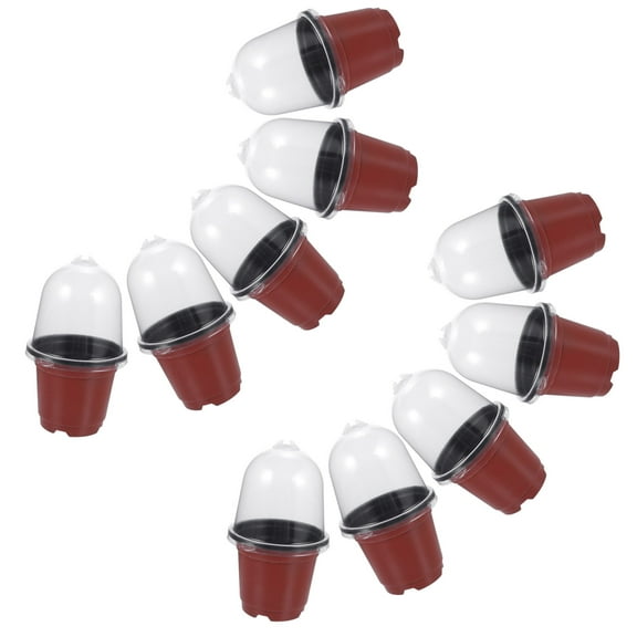 Entireivity 10 Sets of Plant Nursery Pots with Humidity Dome Plastic Gardening Pot Planting Containers Cups Seed Starting Pots