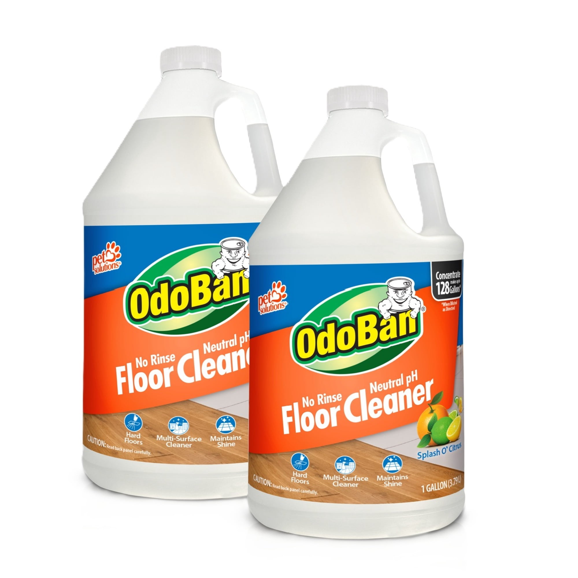 OdoBan Pet Solutions No Rinse Neutral pH Floor Cleaner Concentrate, Splash O' Citrus Scent, 2 Gallons